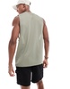 ASOS DESIGN relaxed tank top in khaki sporty mesh