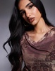 ASOS DESIGN printed paisley mesh slash neck mini cowl dress with back tie detail