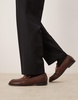 ASOS DESIGN penny loafers in brown with gold hardware