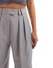 ASOS DESIGN textured wide leg tailored pants in gray