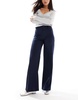 Bershka wide leg tailored pants in navy