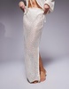 South Beach tie side sequin maxi beach skirt in cream