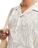 ADPT oversized revere collar shirt with floral print in beige