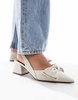 ASOS DESIGN Symphony bow slingback mid block heel shoes in natural
