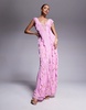 AFRM Trista mesh ruffle maxi dress with lace panels in lilac