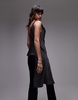 Mango silky asymmetric drape top in gray