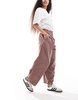 ASOS DESIGN Petite cord balloon pants in mink