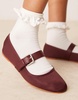 ASOS DESIGN Lou mary jane ballet flats in burgundy textile