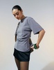 ASOS DESIGN corset waist t-shirt in washed gray