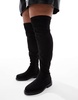 ASOS DESIGN Curve Kaylee smart flat over-the-knee boots in black