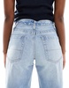Bershka cuffed wide leg jeans in light wash blue