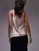 Mango drape neck silk top in white