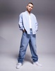 HUGO Blue Ebill oversized shirt in blue stripe