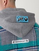 Aape By A Bathing Ape long sleeve hooded shacket in blue and gray check