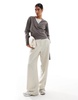 ASOS DESIGN supersoft wrap top in charcoal heather - part of a set