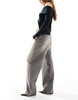 Bershka wide balloon leg jeans in dark gray