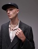 Topman premium boxy wool mix salt and pepper suit jacket in black