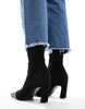 ASOS DESIGN Rosie mid-heel sock boot in black with studded toe-cap