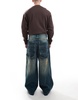 Bershka mega baggy jeans in blue wash