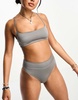 Weekday Heat high waist bikini bottoms in shiny gray