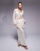 South Beach tie side sequin maxi beach skirt in cream