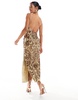 ASOS DESIGN square neck tile embellished midi dress with open back in gold