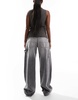 Bershka adjustable waist carpenter jeans in gray wash