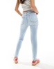 Bershka high waist skinny jeans in light wash blue