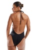 Bershka cut out halterneck swimsuit in black