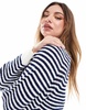 ASOS DESIGN crew neck sweater with rib fashioning in stripe