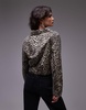 Mango leopard print denim jacket in brown