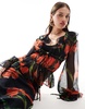 ASOS DESIGN long sleeve chiffon ruffle tie top in floral print - part of a set