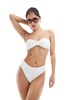 4th & Reckless high leg crinkle bikini bottom in white - part of a set