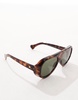 AIRE X ASOS solar aviator sunglasses in dark tort with green lenses