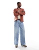 Another Influence pocketed overshirt in chestnut