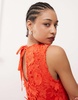 Amy Lynn cutwork lace mini dress in red
