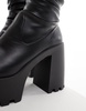 ASOS DESIGN Curve Cara square toe cleated knee boots in black