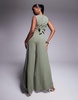 ASOS DESIGN buckle detail wide leg jumpsuit in sage