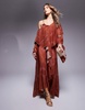 ASOS DESIGN volume off the shoulder maxi dress with oversized ruffles in rust abstract print