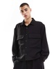 Bershka premium long sleeve shirt in black - part of a set