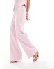 Pieces mix and match tailored wide leg pants in roseate pink
