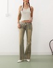 Edikted Eternity 70s pinstripe flared jeans in sand wash