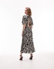 Topshop Austin mono print angel sleeve occasion midi dress in multi