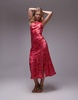 Topshop drape neck maxi dress in pink floral