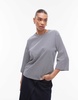 ARKET heavyweight 3/4 sleeve T-shirt in blue and white stripes