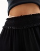 ASOS DESIGN shirred waist wide leg pants in black