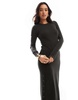 French Connection cozy knit crew neck midi pencil dress in green
