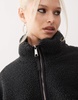 Monki long sleeve zip up fleece with contrasting trims in black