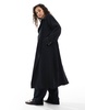 ASOS DESIGN waterfall collar trench coat in black