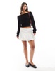 Bershka off the shoulder knit sweater in black